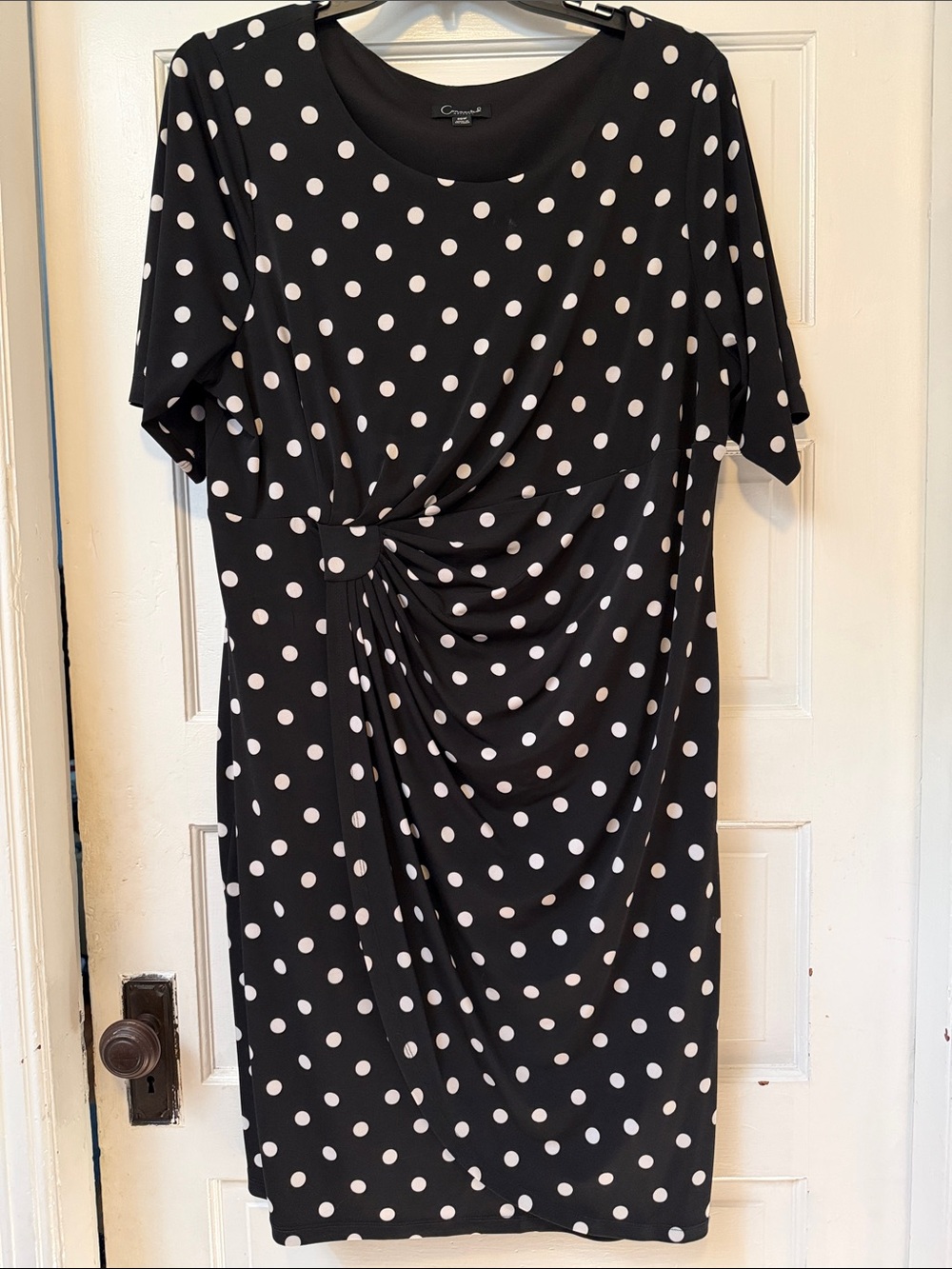 Plus size Black and White Polka Dot Twist-Waist Dress